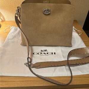 Coach Beige Crossbody Bag with Silver Accents